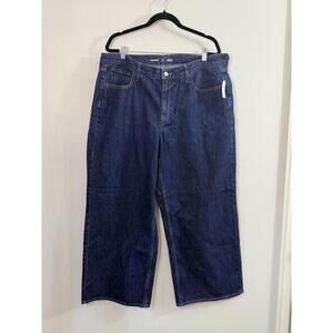 Old Navy Wow Baggy Wide Leg Jeans Women’s 16 Short Mid Rise Dark Wash Denim